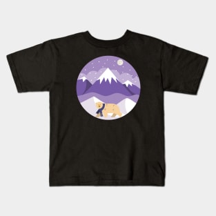 Snow Scene with Polar Bear Kids T-Shirt